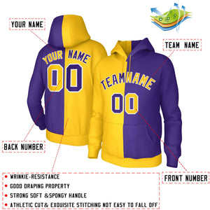 Custom Gold Purple Purple-White Split Fashion Stitched Sportwear Pullover Hoodie