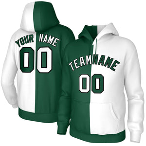 Custom Green White White-Black Split Fashion Stitched Sportwear Pullover Hoodie