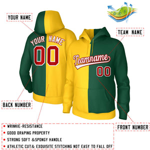 Custom Gold Green White-Red Split Fashion Stitched Sportwear Pullover Hoodie