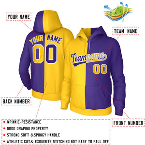 Custom Gold Purple Purple-White Split Fashion Stitched Sportwear Pullover Hoodie