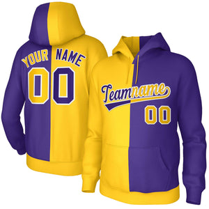 Custom Gold Purple Purple-White Split Fashion Stitched Sportwear Pullover Hoodie