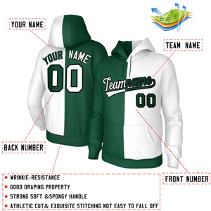 Custom Green White White-Black Split Fashion Stitched Sportwear Pullover Hoodie