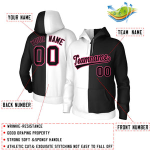 Custom White Black-Pink Split Fashion Stitched Sportwear Pullover Hoodie