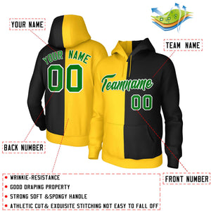 Custom Gold Black Kelly Green-White Split Fashion Stitched Sportwear Pullover Hoodie