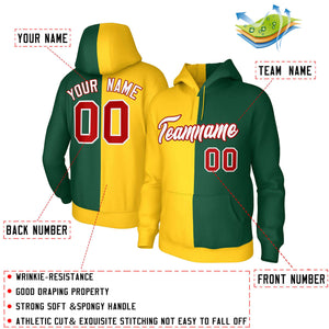 Custom Gold Green White-Red Split Fashion Stitched Sportwear Pullover Hoodie