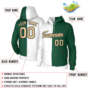 Custom White Green Khaki-Black Split Fashion Stitched Sportwear Pullover Hoodie