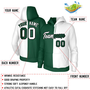 Custom Green White White-Black Split Fashion Stitched Sportwear Pullover Hoodie