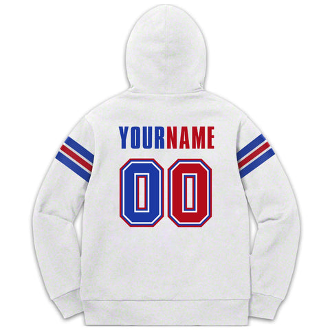 Custom Stitched White Royal-Red Cotton Pullover Sweatshirt Hoodie
