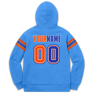 Custom Stitched Powder Blue Orange-Royal Cotton Pullover Sweatshirt Hoodie