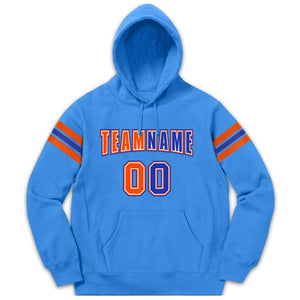 Custom Stitched Powder Blue Orange-Royal Cotton Pullover Sweatshirt Hoodie