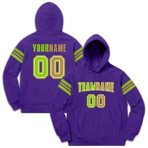 Custom Stitched Purple Neon Green-Old Gold Cotton Pullover Sweatshirt Hoodie