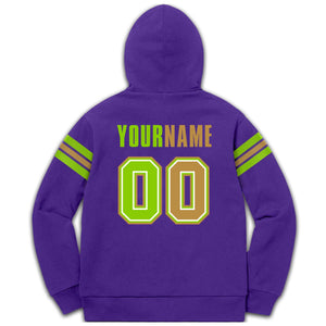 Custom Stitched Purple Neon Green-Old Gold Cotton Pullover Sweatshirt Hoodie