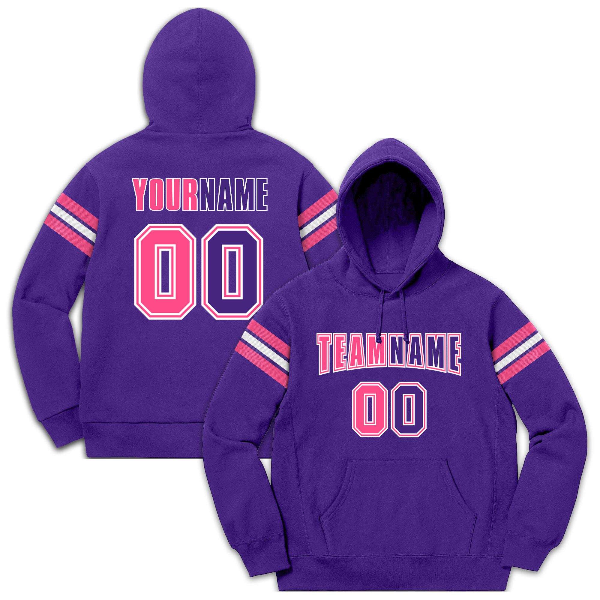 Custom Stitched Purple Pink-White Cotton Pullover Sweatshirt Hoodie