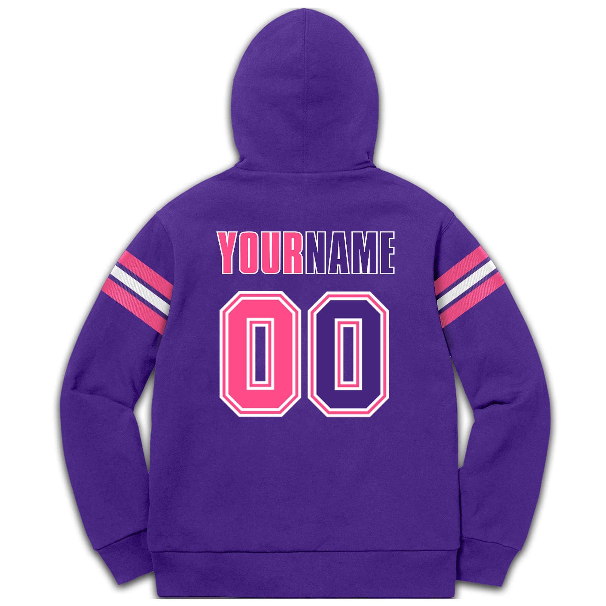 Custom Stitched Purple Pink-White Cotton Pullover Sweatshirt Hoodie