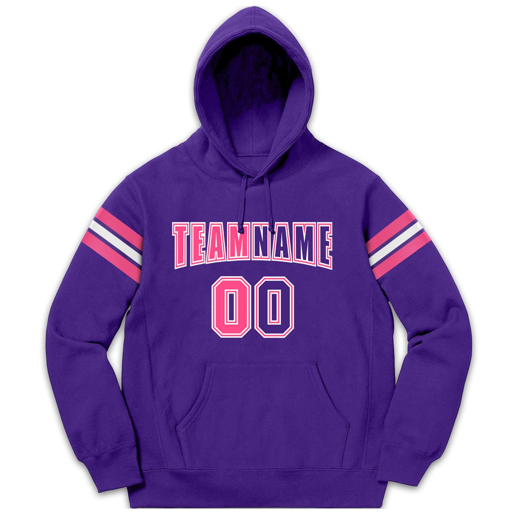 Custom Stitched Purple Pink-White Cotton Pullover Sweatshirt Hoodie