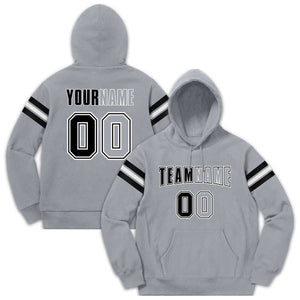 Custom Stitched Gray Black-White Cotton Pullover Sweatshirt Hoodie