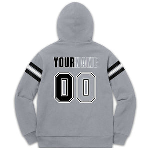 Custom Stitched Gray Black-White Cotton Pullover Sweatshirt Hoodie