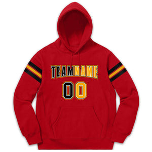 Custom Stitched Red Black-Yellow Cotton Pullover Sweatshirt Hoodie