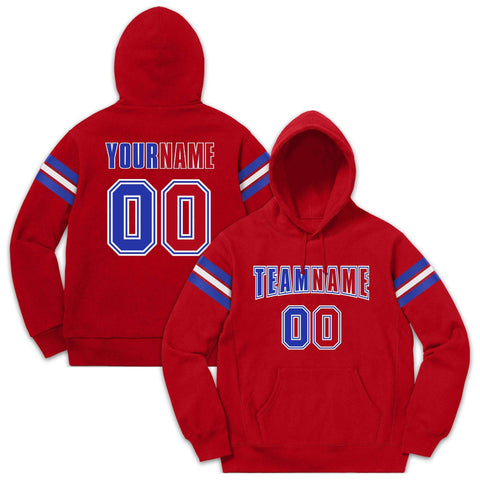 Custom Stitched Red Royal-White Cotton Pullover Sweatshirt Hoodie