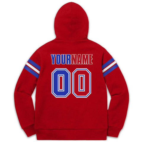 Custom Stitched Red Royal-White Cotton Pullover Sweatshirt Hoodie