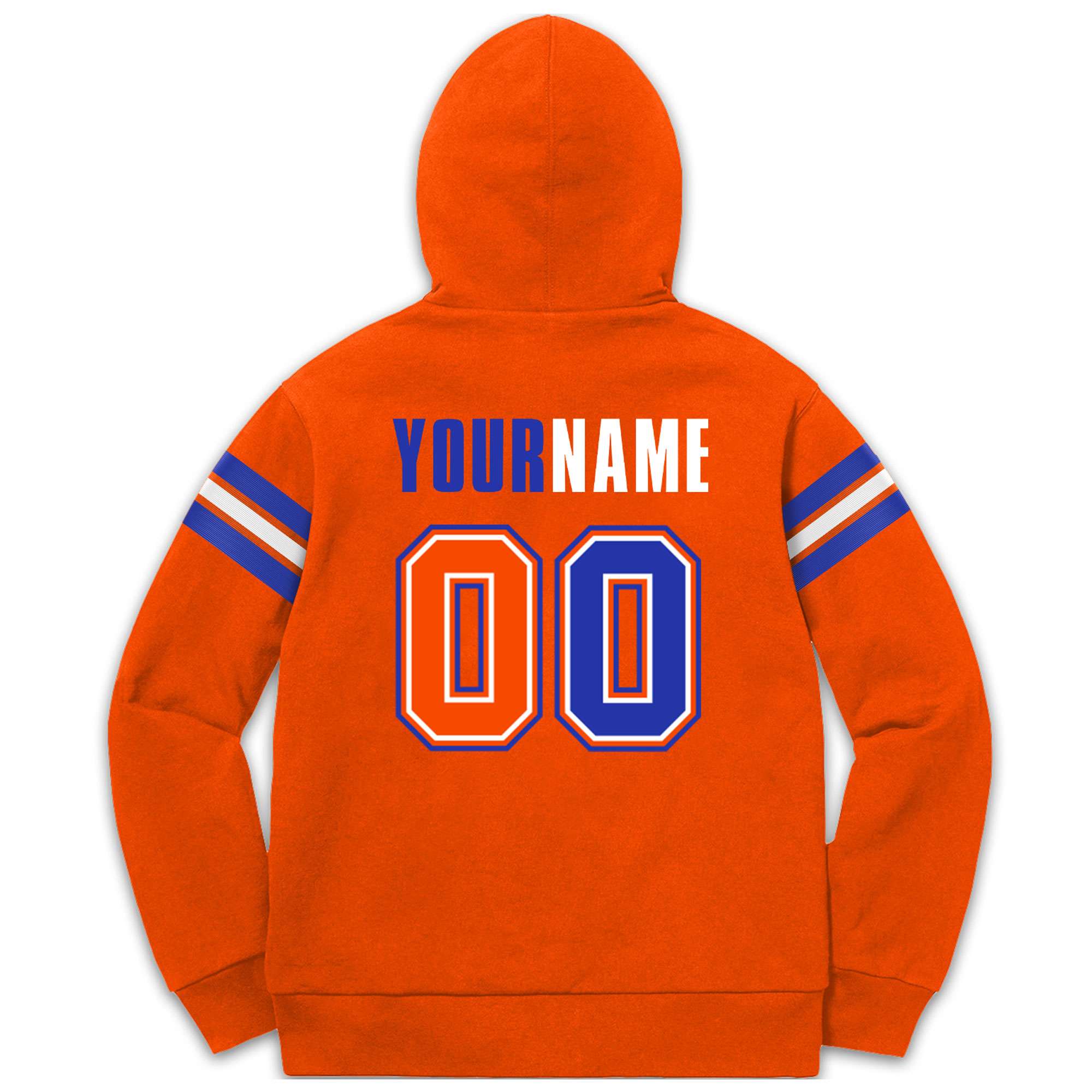 Custom Stitched Orange Royal-White Cotton Pullover Sweatshirt Hoodie