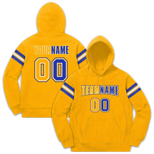 Custom Stitched Yellow Royal-White Cotton Pullover Sweatshirt Hoodie