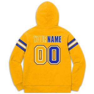 Custom Stitched Yellow Royal-White Cotton Pullover Sweatshirt Hoodie