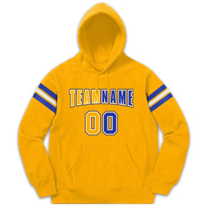 Custom Stitched Yellow Royal-White Cotton Pullover Sweatshirt Hoodie