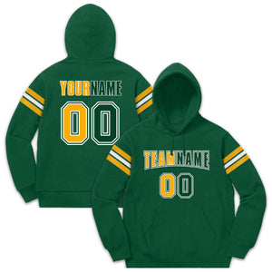 Custom Stitched Green Yellow-White Cotton Pullover Sweatshirt Hoodie