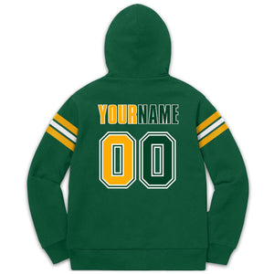 Custom Stitched Green Yellow-White Cotton Pullover Sweatshirt Hoodie