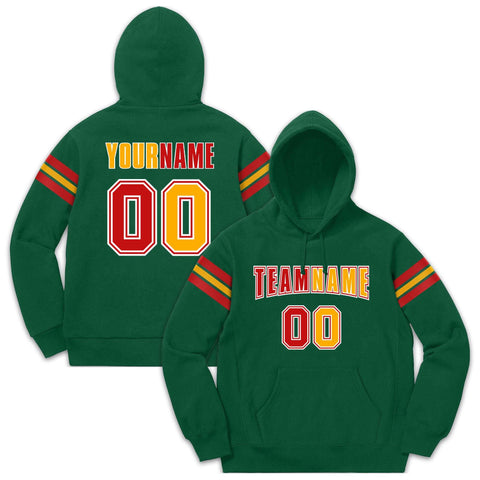 Custom Stitched Green Red-Yellow Cotton Pullover Sweatshirt Hoodie