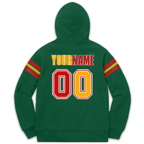 Custom Stitched Green Red-Yellow Cotton Pullover Sweatshirt Hoodie