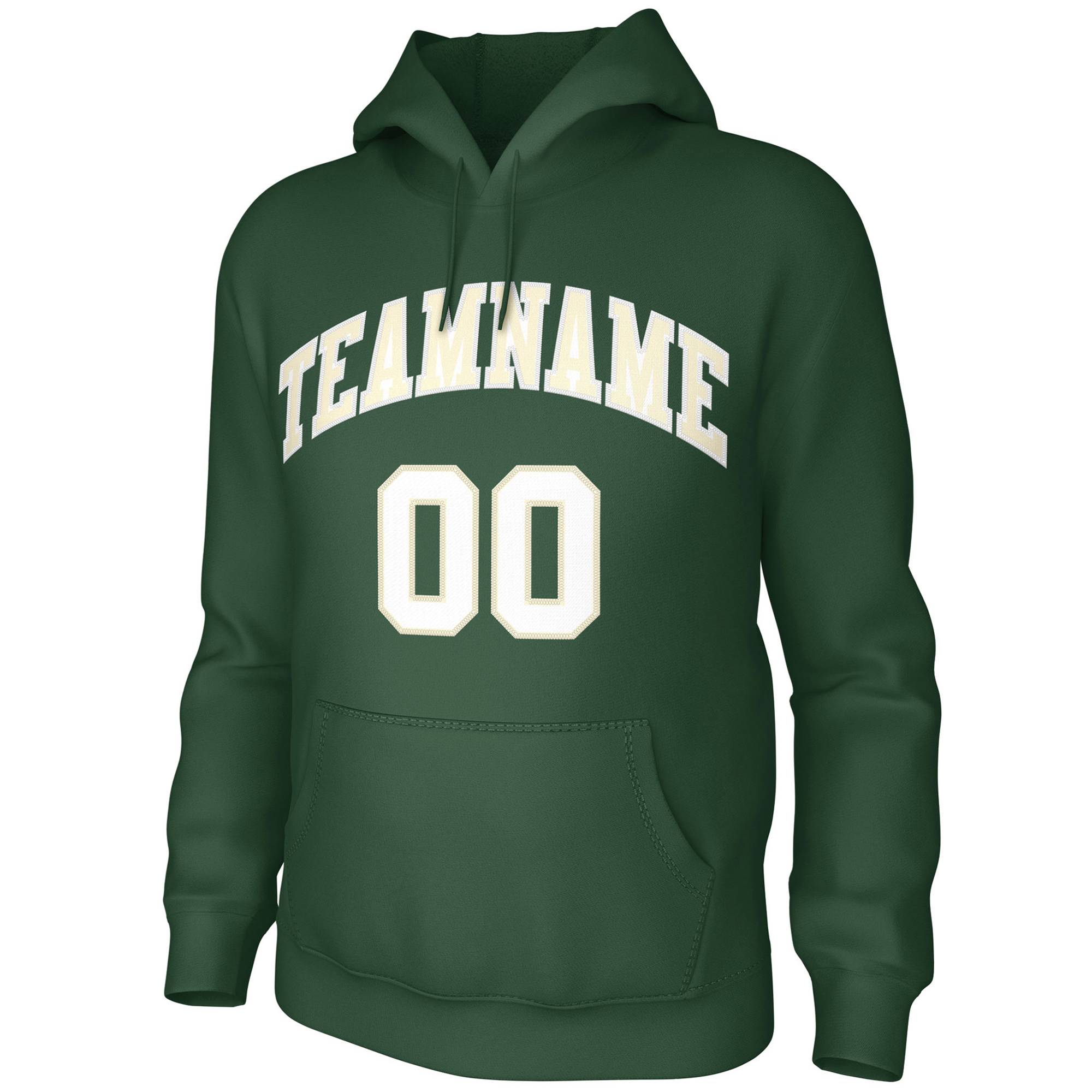 Custom Green White Classic Style Training Uniform Pullover Hoodie