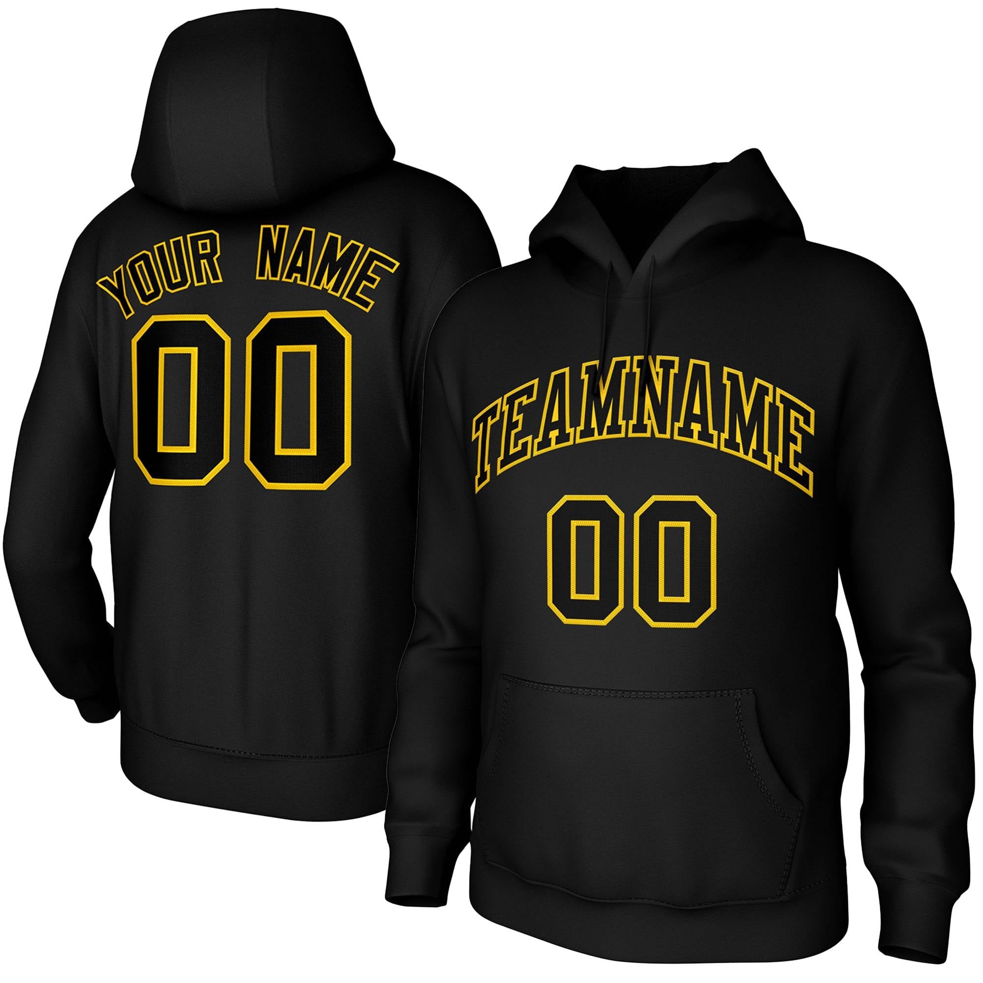 Custom Black Yellow Classic Style Training Uniform Pullover Hoodie