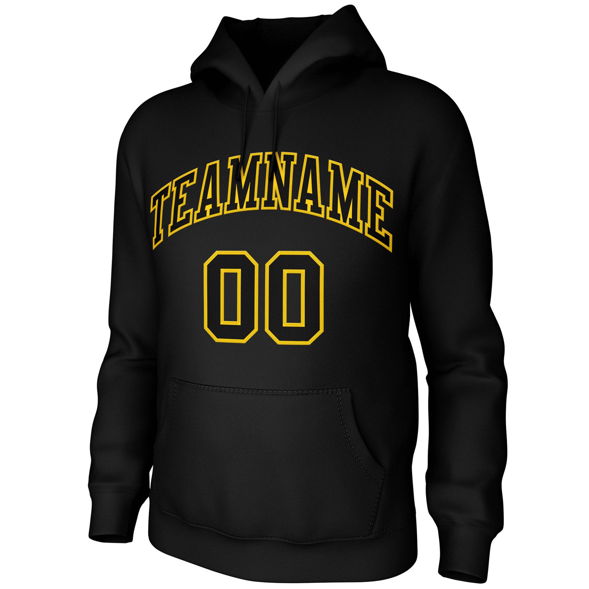 Custom Black Yellow Classic Style Training Uniform Pullover Hoodie