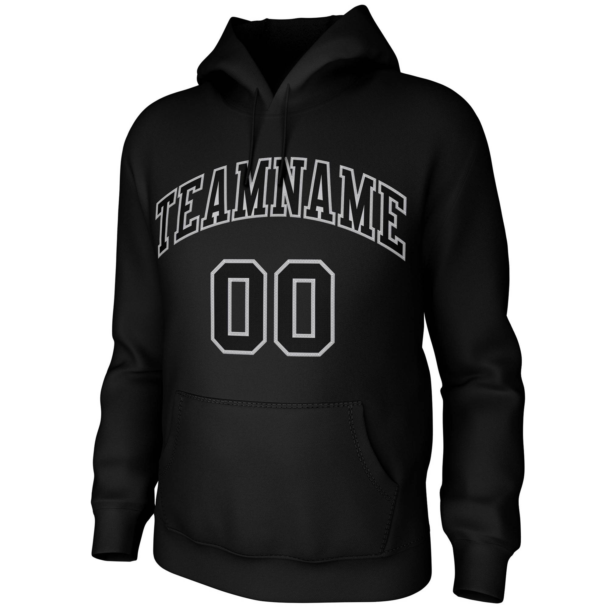 Custom Black Gray Classic Style Training Uniform Pullover Hoodie