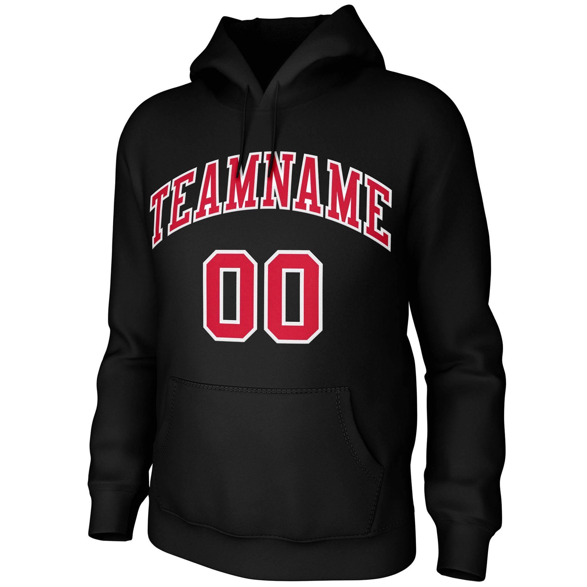 Custom Black Red-White Classic Style Training Uniform Pullover Hoodie