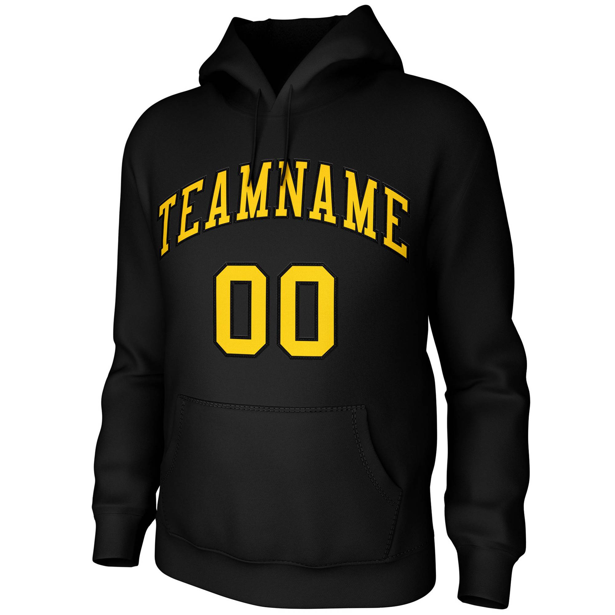 Custom Black Yellow-Black Classic Style Training Uniform Pullover Hoodie