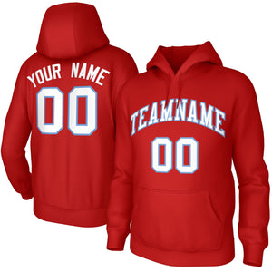 Custom Red White-Light Blue Classic Style Training Uniform Pullover Hoodie