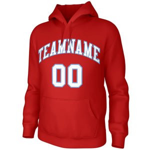 Custom Red White-Light Blue Classic Style Training Uniform Pullover Hoodie