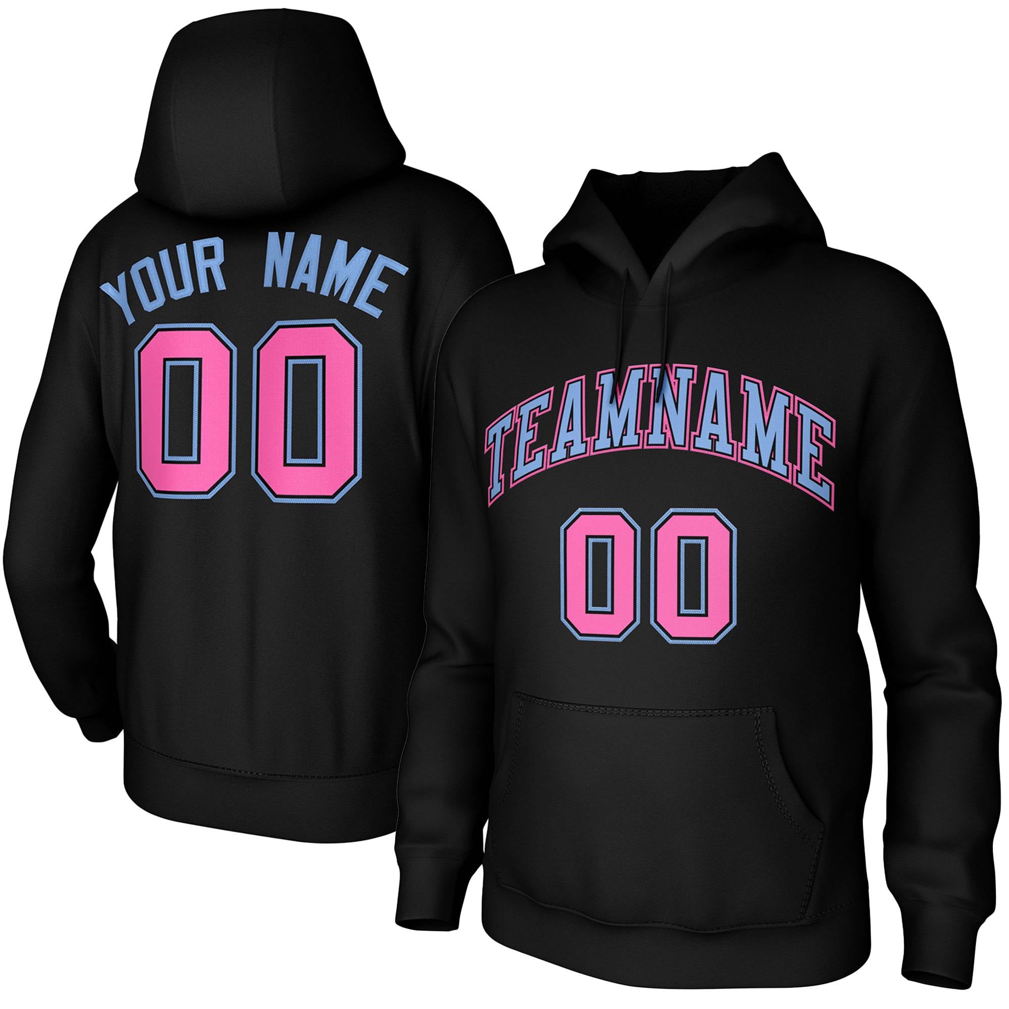 Custom Black Light Blue-Pink Classic Style Training Uniform Pullover Hoodie