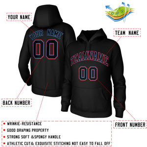 Custom Black Light Blue-Red Classic Style Training Uniform Pullover Hoodie