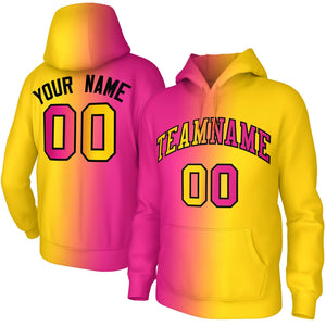 Custom Stitched Gold Pink Gradient Fashion Pullover Sweatshirt Hoodie