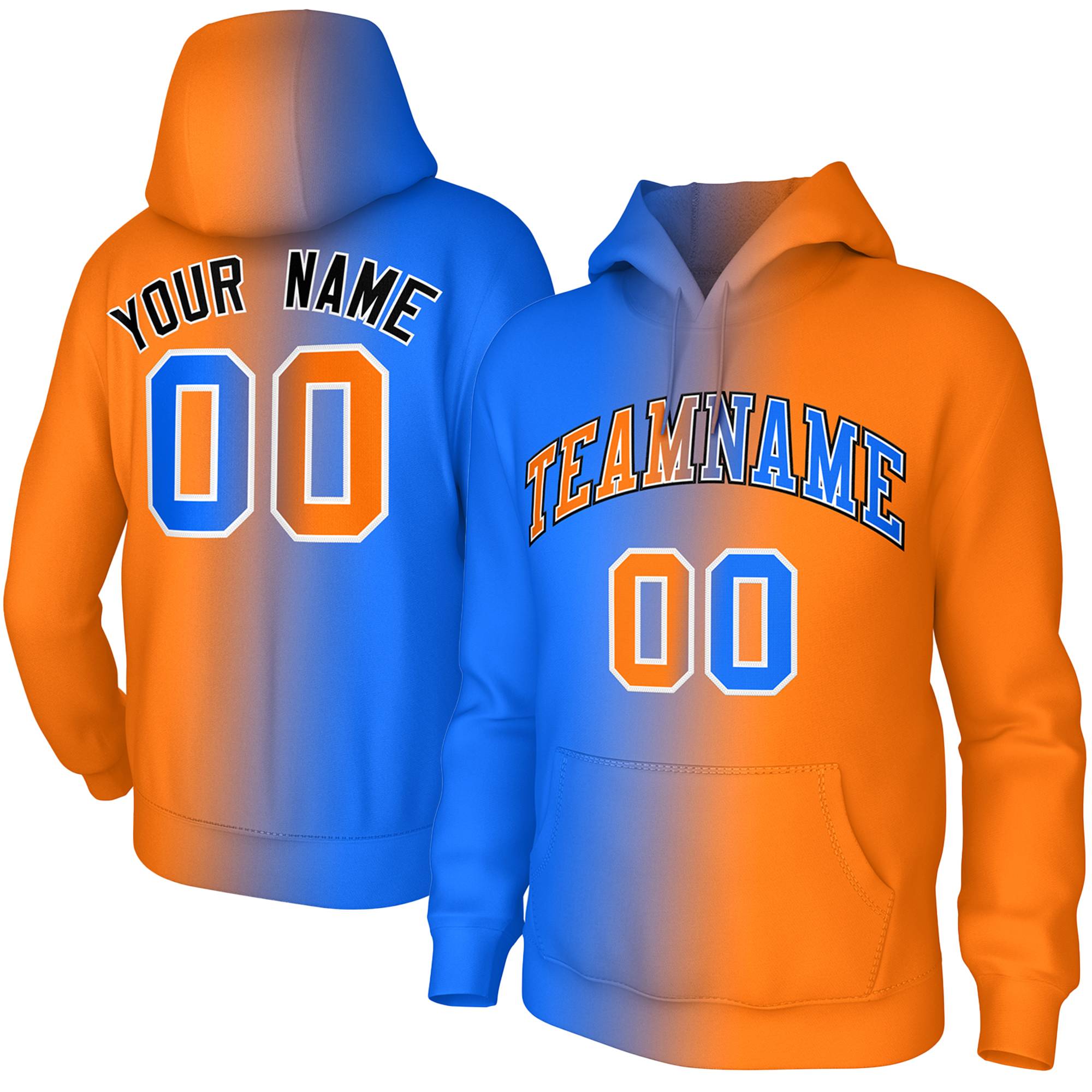 Custom Stitched Orange Gradient Fashion Pullover Sweatshirt Hoodie