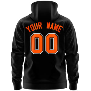 Custom Stitched Black Orange Sports Full-Zip Sweatshirt Hoodie with Flame