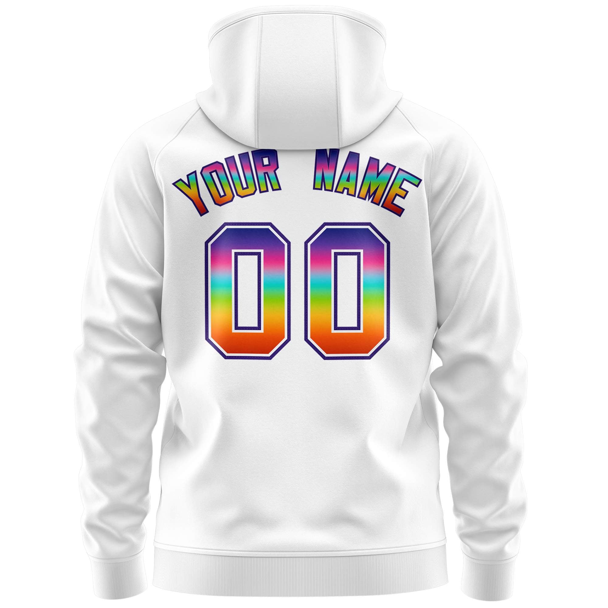 Custom Stitched White Purple Sports Full-Zip Sweatshirt Hoodie with Colored Flames