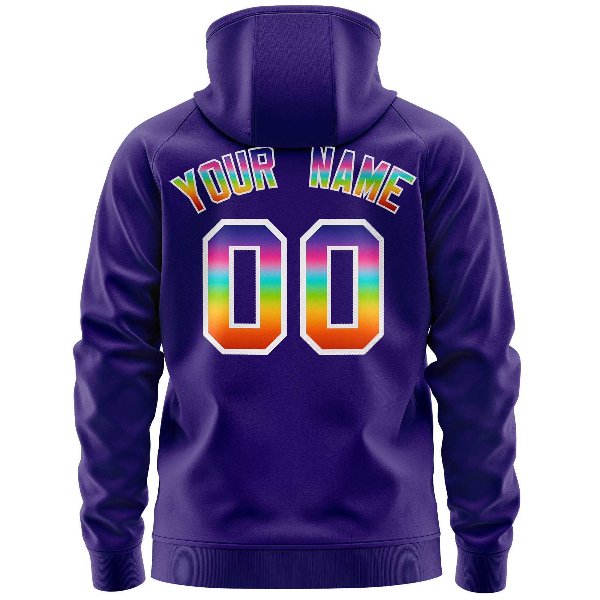 Custom Stitched Purple White Sports Full-Zip Sweatshirt Hoodie with Colored Flames