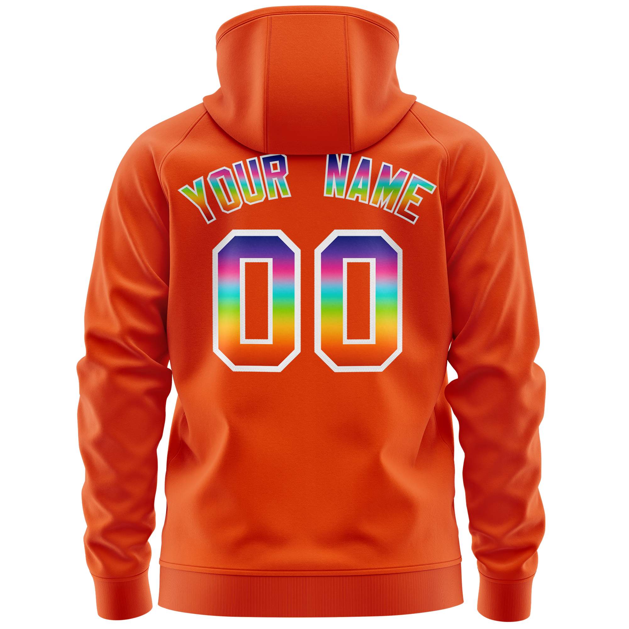 Custom Stitched Orange White Sports Full-Zip Sweatshirt Hoodie with Colored Flames