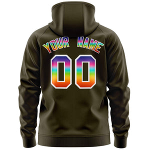 Custom Stitched Olive White Sports Full-Zip Sweatshirt Hoodie with Colored Flames