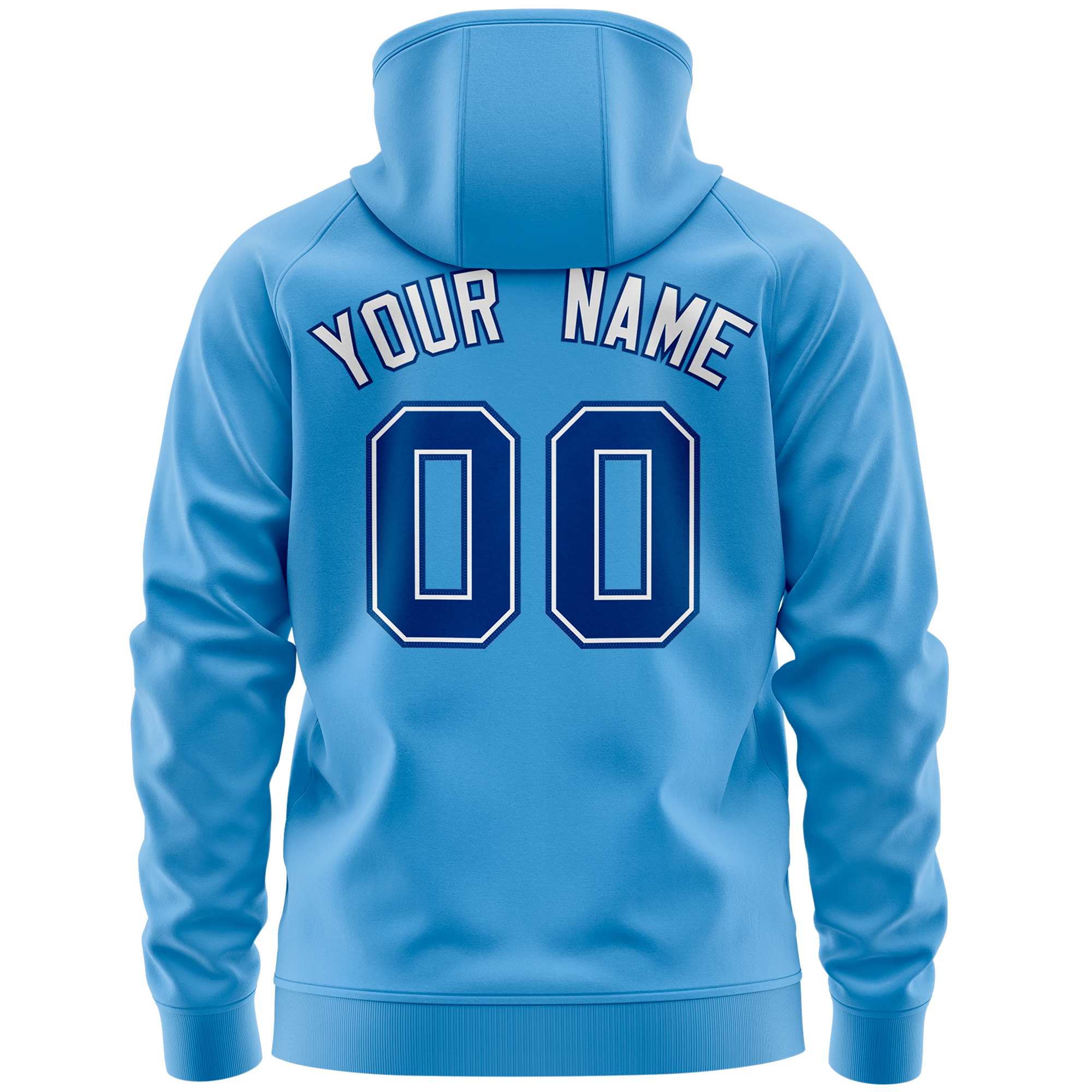 Custom Stitched Light Blue Royal Sports Full-Zip Sweatshirt Hoodie with Flame